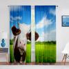 Milchkuh Weide Wiese Grasland Tüll Vorhänge für Wohnzimmer Schlafzimmer Dekorationen Transparente Voile Fenstervorhänge Party Drapierungen