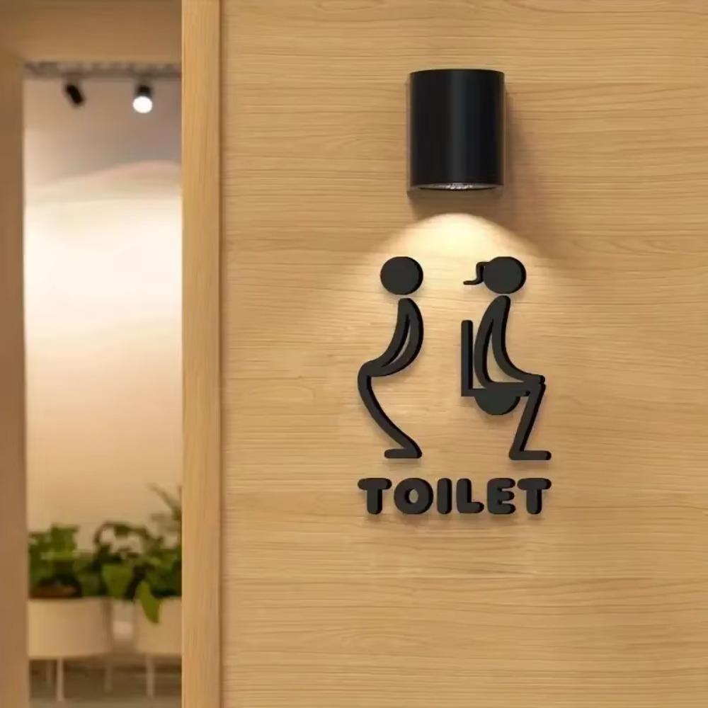 Chic Acrylic Bathroom Sign - 2D Toilet Door Indicator for Restaurants, Cafes, and Malls - Men and Women Bathroom Sign