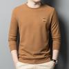 Spring Long-sleeved T-shirt Men's Bottoming Shirt Round Neck Top T-shirt Young and Middle-aged Casual Waffle T-shirt for Men
