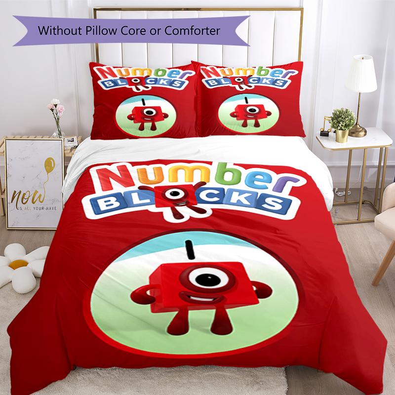 Set di biancheria da letto con motivo Numberblocks1 da 3 pezzi, set copripiumino include copripiumino e federe, decorazione perfetta per la camera da letto per tutte le stagioni e regalo