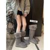 Keep Version~ Popular Gray Snow Boots Women's Winter Velvet Thickened Boots Thick-soled Fashionable Versatile High Boots