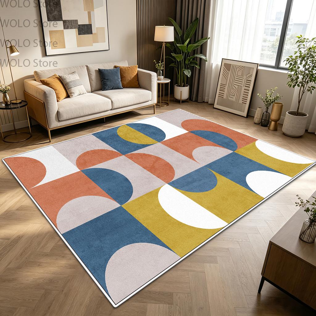 Modern Black White Striped Geometric Carpet Large Living Room Table Rug Soft Fluffy Non-slip Washable Bedroom Lounge Floor Mat