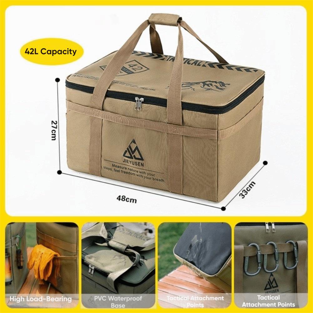 Portable Camping Gear Organizer Oxford Cloth Cookware Storage Bag Cookware Tableware Storage
