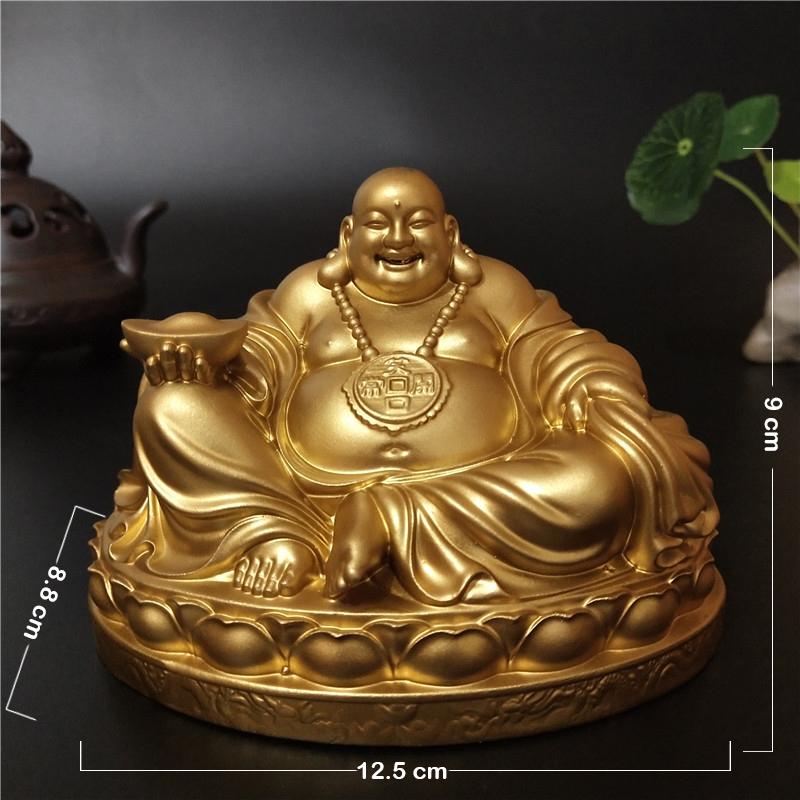 Złote Chińskie Statuetki Śmiejącego się Buddy Feng Shui Ozdoby Duża Rzeźba Buddy Maitrei Figurki Dekoracja Domu Prezenty