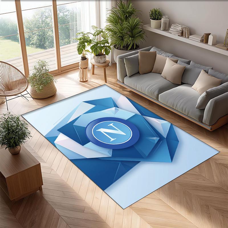 Tapis Doux à Motifs Football Napoli FC Tapis de Sol Intérieur Antidérapant Tapis Décoration Sportive pour Chambre à Coucher
