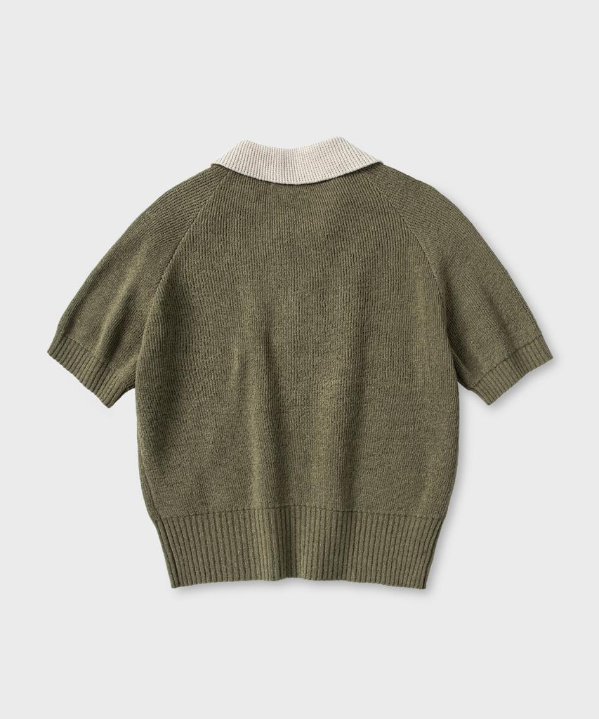 NONBLANK Raglan Half Sleeve Collar Knit_Deep Green