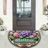 Floral Doormat Absorbent Half Round Floor Mat Non-Slip Door Mat Decorative Entrance Rug