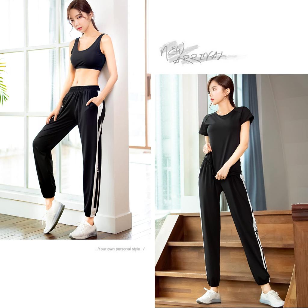 Shuanau Yoga en Sportkleding Gewatteerde Top en Broek voor Training en Perfect voor en Winter Dames 4-delige Set, Rekbaar, Vochtregulerend,