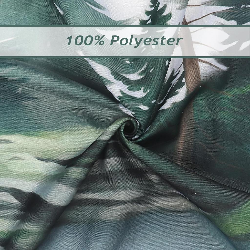Watercolor Fog Forest Shower Curtain Mountain Tree Lake Natural Green Landscape Bathroom Shower Curtain, 180 X 180Cm