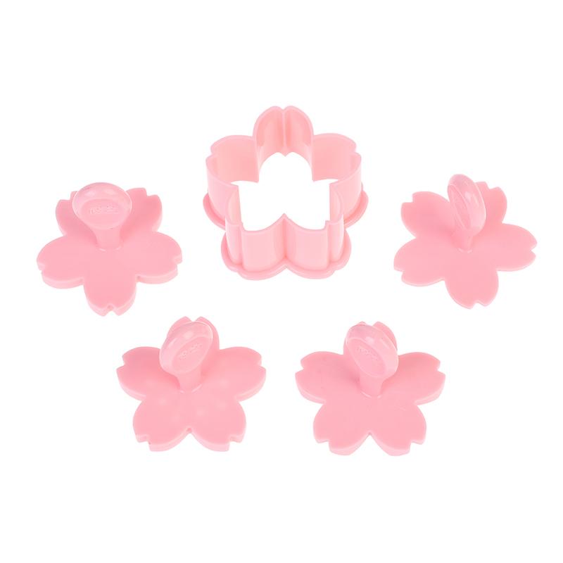 5pcs/set Cookie Cutter Sakura Mold Stamp Biscuit Pink Fondant Baking Tool Accessories Kitchen Tools