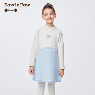 PawinPaw Girls' Cartoon Bear Knitted Skirt Set
