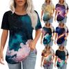 T-shirt Top Décontracté Mode Femme Imprimé Ciel Col Rond Manches Courtes
