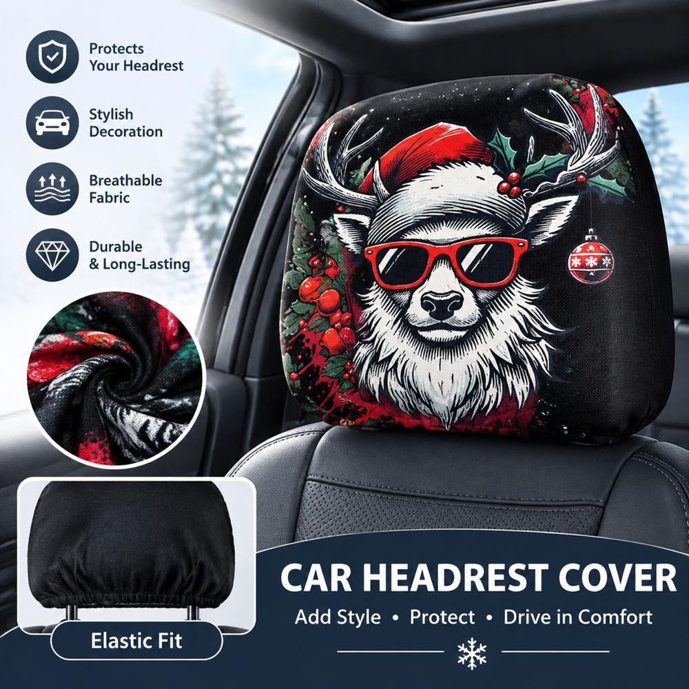 2PCS Elastic Fabric Car Seat Headrest Cover Auto Headrest Cover Set  Car Interior Decoration
