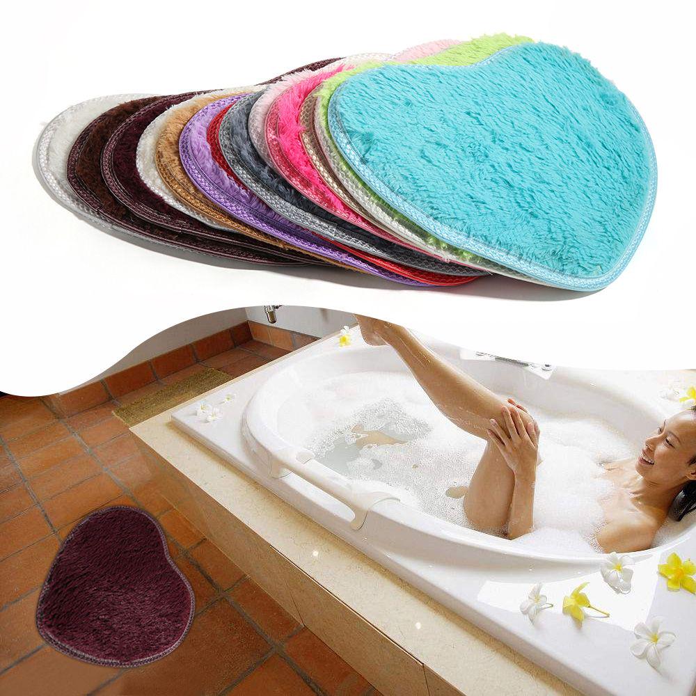 40x30cm Fashion Floor Nonslip Plush Bath Rug Flannel Carpet Memory Foam Heart Mat