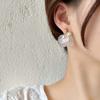 Pendientes de flores de perlas simples, dulces y versátiles, pendientes de mujer, pendientes de botón de pétalos de moda