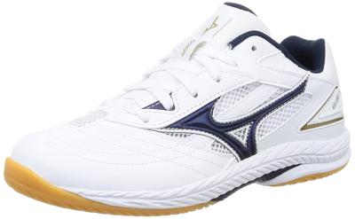 Wave Drive 9 Table Tennis Size 2E Shoes, Lightweight, Grip, White/Navy/Gold, 24.0 Cm,