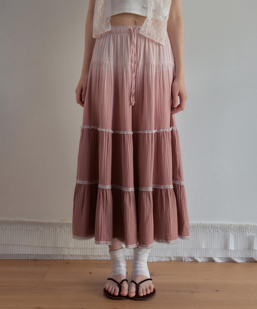 Aueonoseuteljia Gradient Lace Tiered Skirt_Pink(Ob6Sk11)