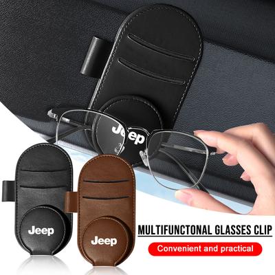 Kožený Klip na Brýle do Auta na Clonu Multi-funkční Klip na Sluneční Brýle Pro Jeep Renegade Venti pro Pneumatiky Wrangler JK JL Grand Cherokee Compass Patriot