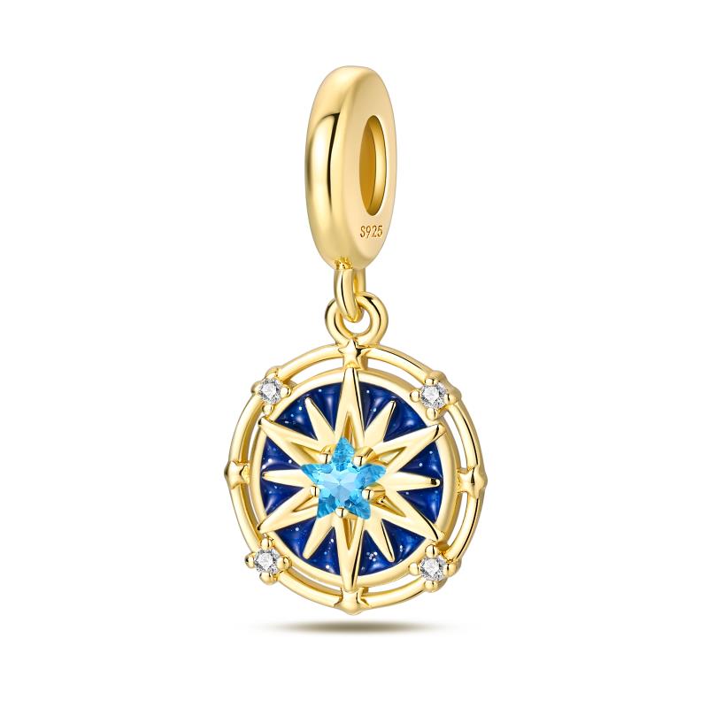 Copper Gemstone Universe Starry Sky Flower Gold Bead Pendant Suitable For Panoriginal Bracelet Diy Jewelry