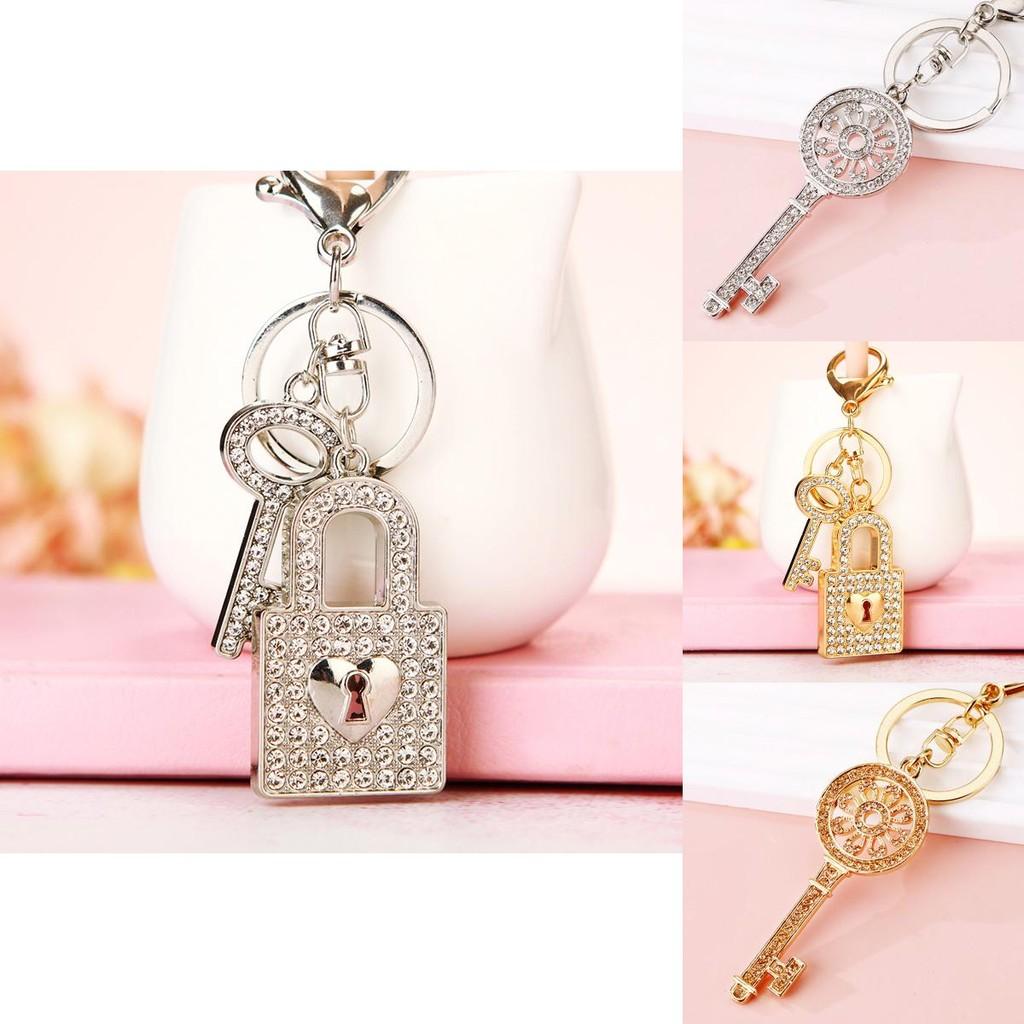 Elegant Rhinestone Keychain For Couples Creative Key Holder Beautiful Metal Pendant