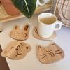 Wooden Coasters Cute Cartoon Animal Heat Insulation Table Mats for Coffee Tea Cups Multi-Functional Home Decoration