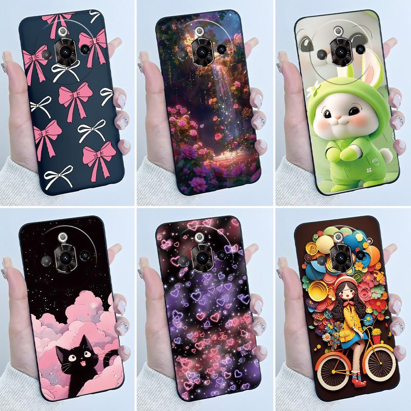 For ZTE Nubia Focus Pro 5G Case Z2351N Luxury Cute Heart Rabbit Soft TPU Silicon Matte Black Phone Casing Shockproof Back Cover
