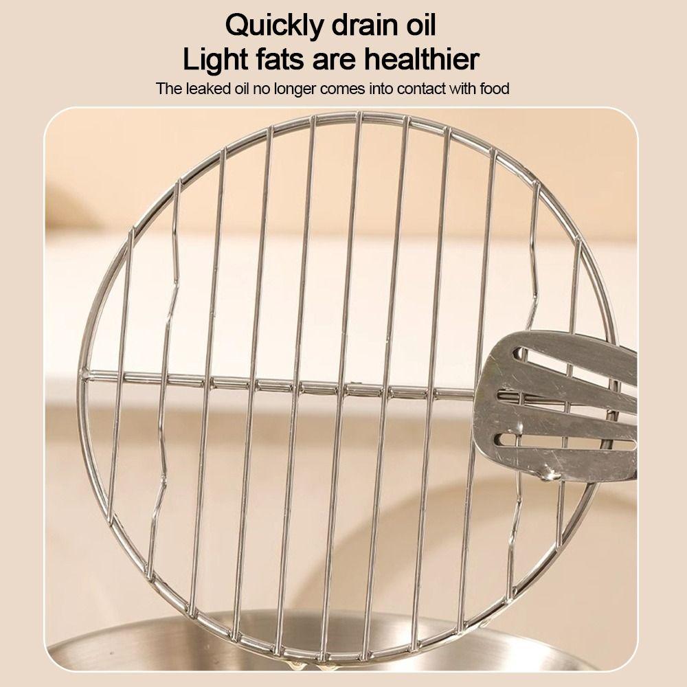 Round Square Cooking Rack 304 Stainless Steel Thicken Air Fryer Rack With Foot Grid Grill Home Kitchen Oven Steamer Cooker