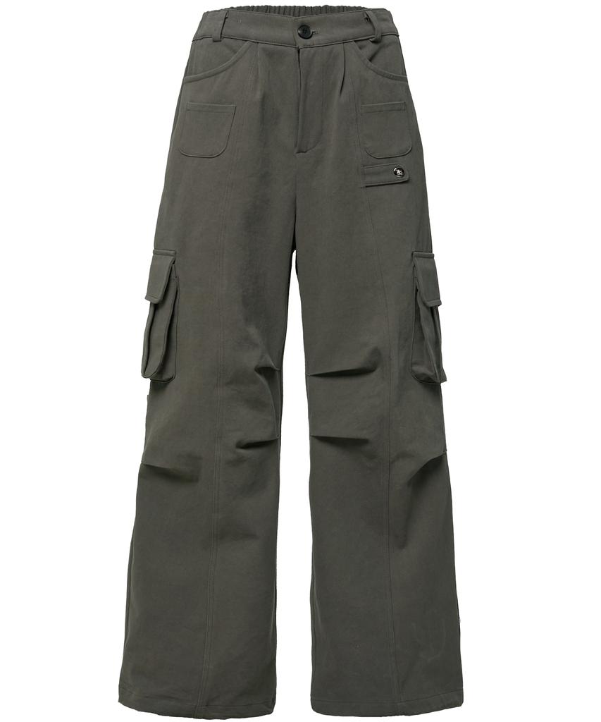 Peulleeoeob Wide Cargo Pants (Fl-262_Grayish Khaki)