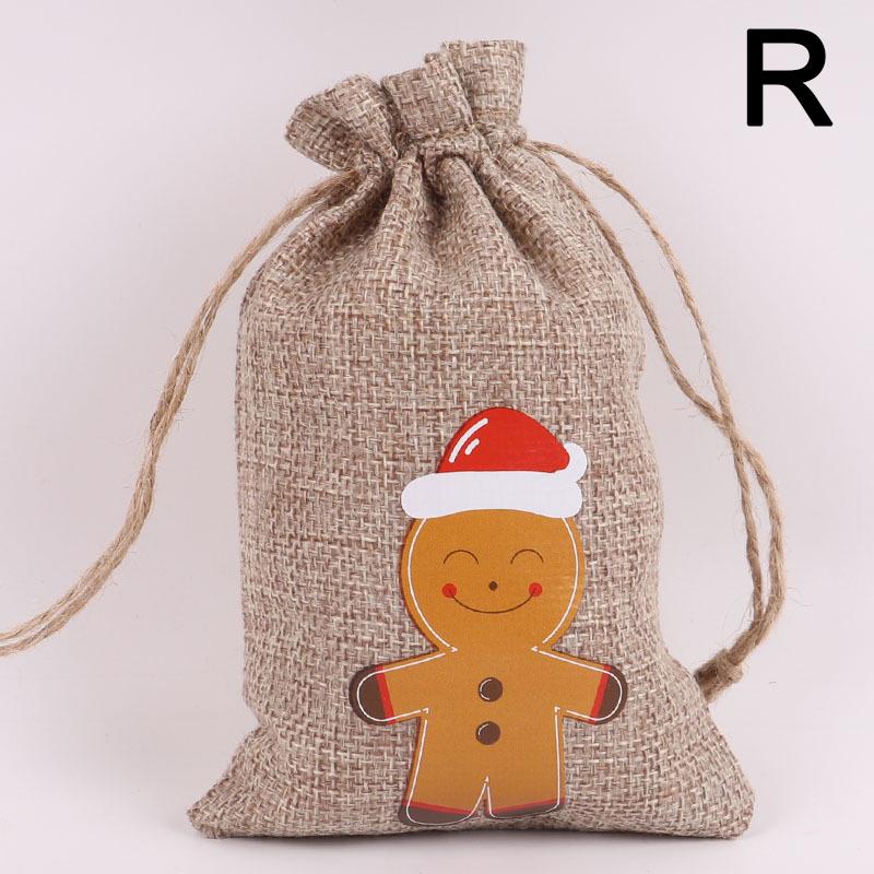 1 pièce Sac Cadeau de Noël à Cordon Coton Lin Sacs d'Emballage Cadeau pour Bijoux Bonbons Rangement MIT