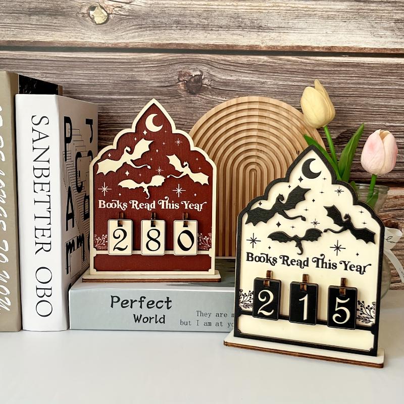Wooden Book Read This Year Counter Reading Challenge Tracker Bookshelf Club Classroom Decor  Years Gifts For Bookworm Family