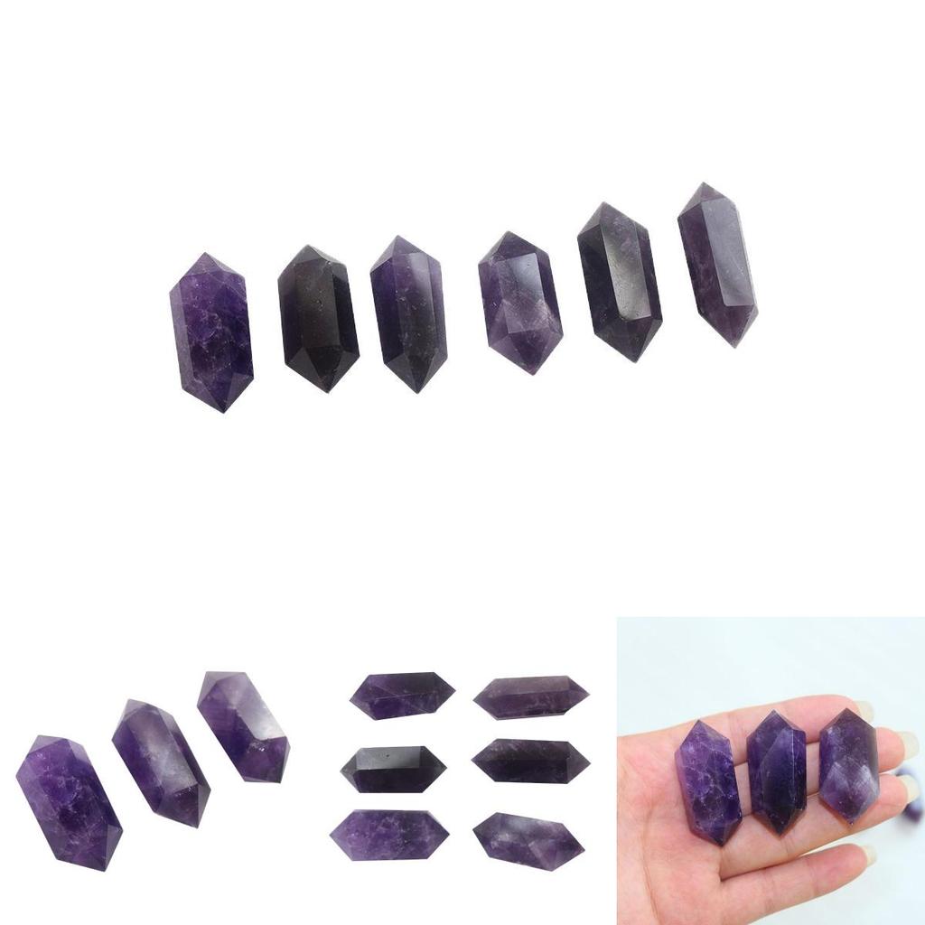 Cristallo di Quarzo Ametista Viola Naturale Punta Bacchetta Obelisco Bella Torre Curativa 4cm