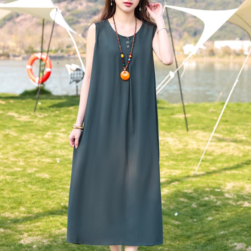 Grote Maten Elegante Jurken voor Vrouwen Losse Zomer Jurk Zonder Mouwen Vrouwen Vintage Kleding