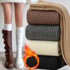 Damen Weiche Wolle Lange Socken Herbst Winter Kaschmir Einfarbig Gestrickte Strümpfe Skinny Lässig Kniehoch Flauschig Warm Verdicken Mädchen Socken