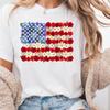 Floral American Flag Shirt, Patriotic Flower Flag Tee, USA Independence Day Shirt, Red White Blue Floral T-Shirt, 4th of July Gift for Women