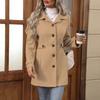 JKASHDK Women's Fashion Casual Solid Color Print Autumn Winter Long Sleeve POLO Neck Jackets & Coats