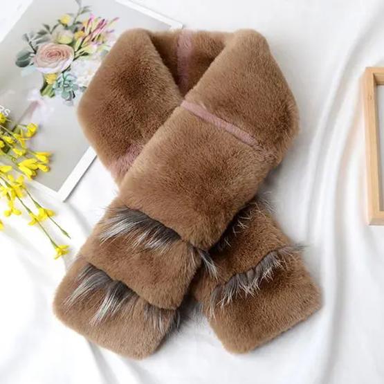 WTEMPO Winter Long Warm Faux Fur Plush Scarves Solid Color Women's Thickened Windproof Cold-proof Versatile Casual Scarves