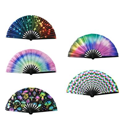 Portability Fluorescent Glowing Bamboos Hand Fan For Music Festivals Nightclubs Costume Parties And Discos Themed Dance