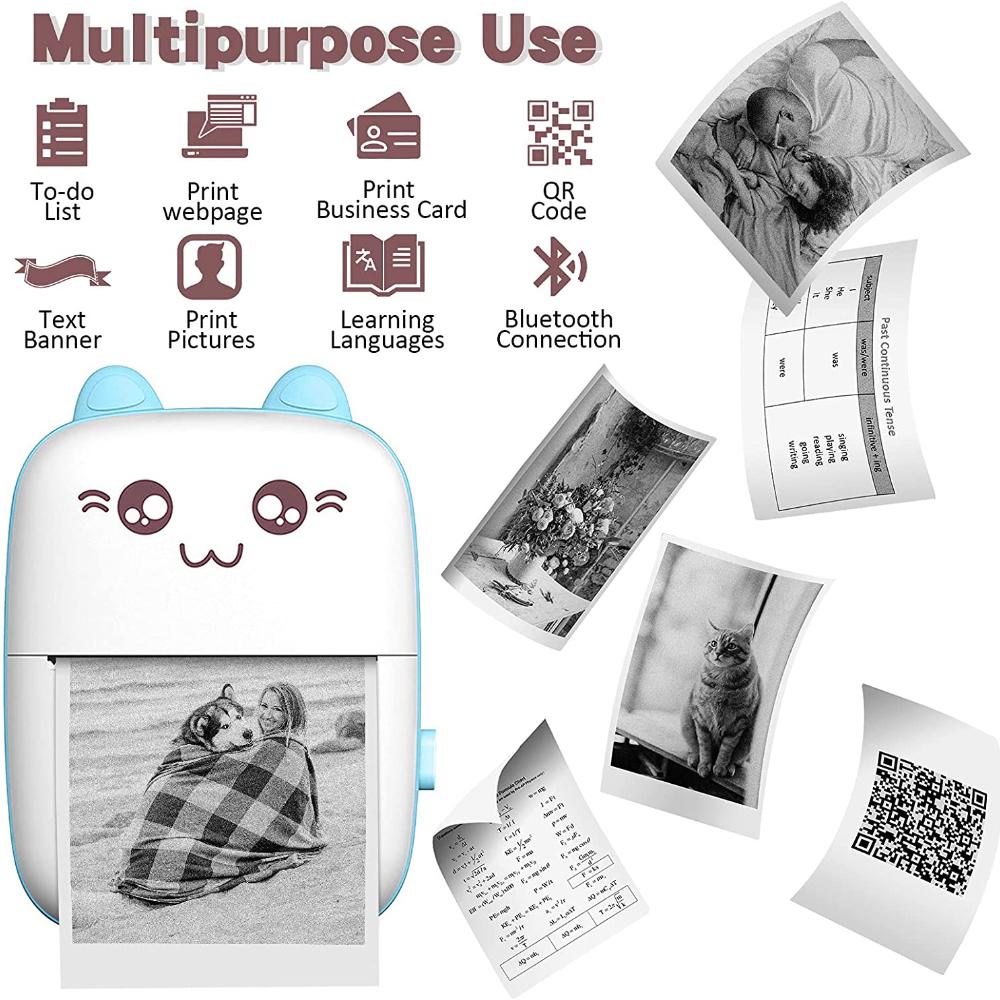 Portable Thermal Printer MINI Wirelessly BT 203dpi Photo Label Memo Wrong Question Printing With USB Cable Imprimante Portable