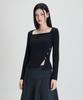 MIXXO Square Neck Side Slit Long Sleeve T-Shirt_Miwlwg312A