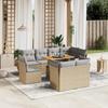 Vidaxl 9-Cz. Garden Furniture Set With Cushions, Beige, Poly Rattan