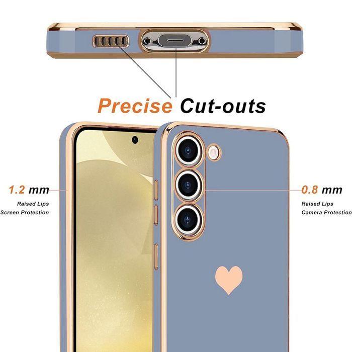 Protective Case - BOOLING - for Samsung Galaxy A26 5G - Shockproof Ultra Slim - Heart Pattern - Blue - with 2 Tempered Glasses