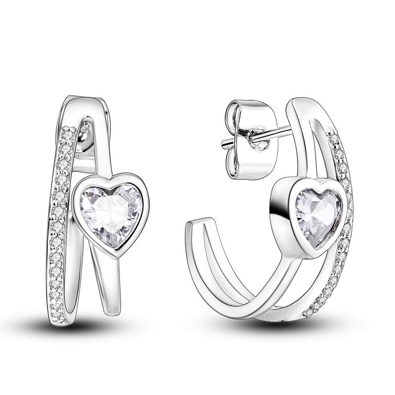 New 925 Sterling Silver Earrings Crystal Me Pave Circular U-shape Stars Hoop Earring for Women Making Jewelry Gift Dropshipping