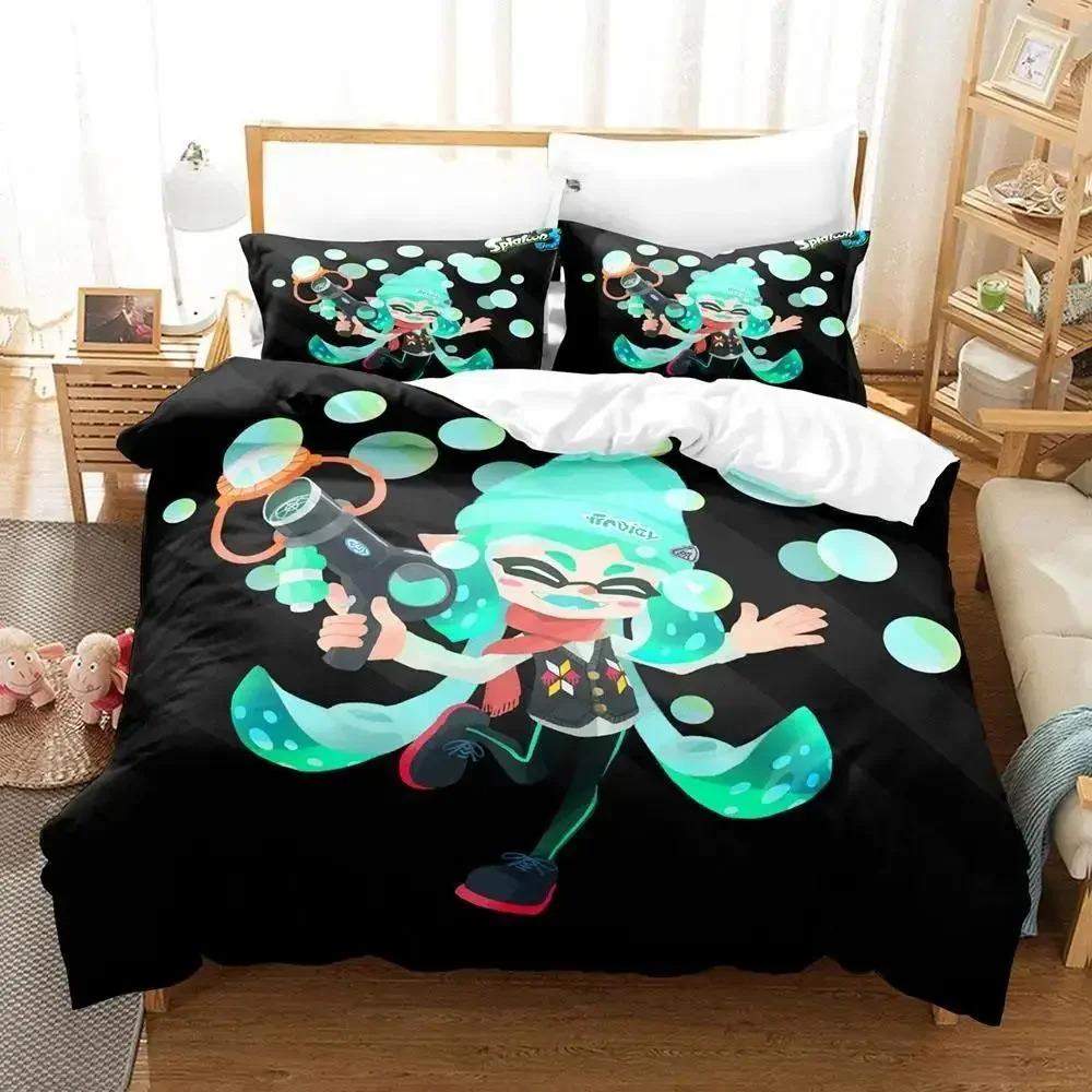 Kawaii Game Splatoon 3 Sleep Bedding Collection Single Size Twin Size Full Queen Dimension King Size Size Bed Collection Adult Kid Bedroom Duvet cover