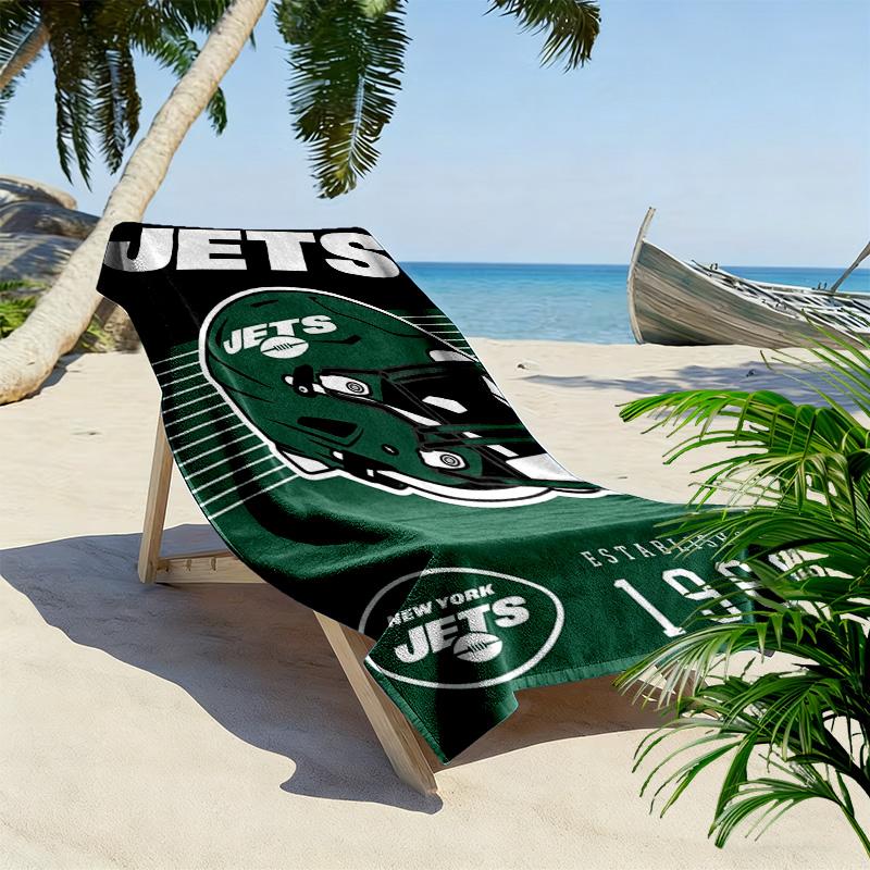 New York Jets Print Beach Towel, Large Soft Quick Dry Towel for Beach Camping Swimming