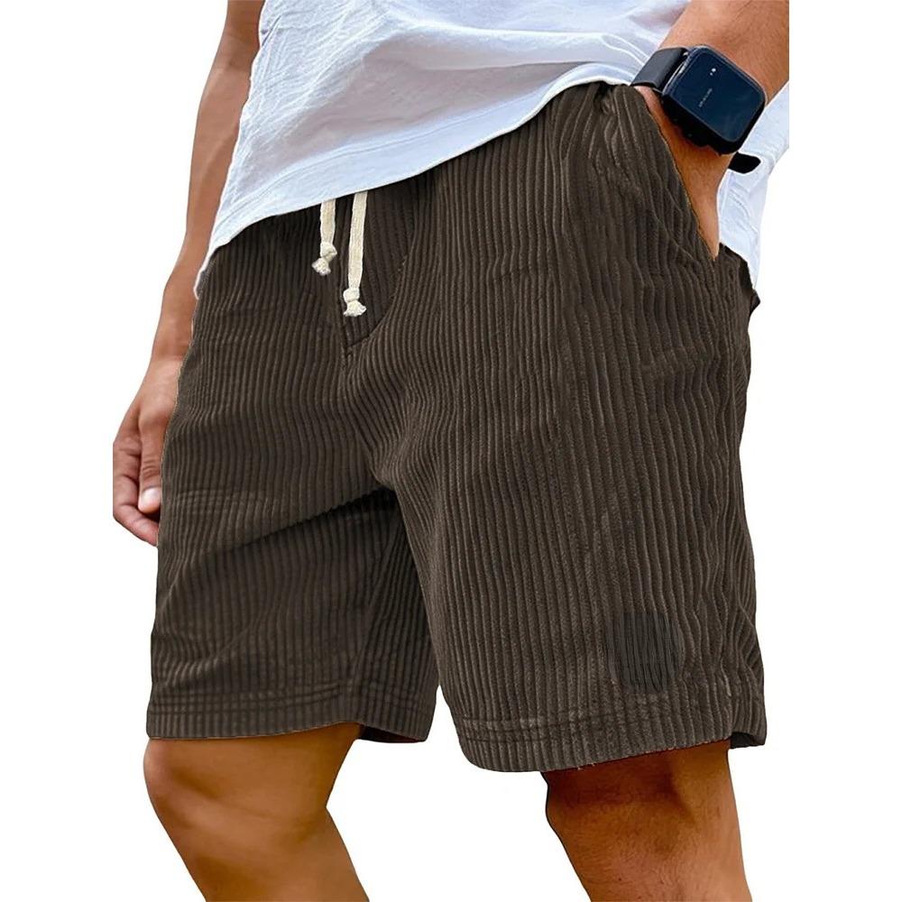 Herren Vintage Logo Bestickt Cord Kordelzug Locker Lässig Mode Shorts Weich Atmungsaktiv Täglich Outdoor Hosen