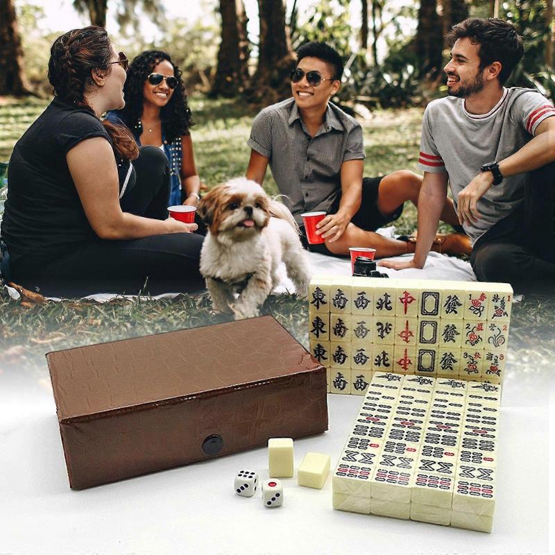 Toys Mini Portable Mahjong Exquisite Snake Skin Box Pocket Portable Mini Mahjong Tourism And Entertainment Mahjong