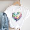 (Asian Size) Women Print Lady Tee Top Love Heart Trend Cute Sweet Clothing Casual Short Sleeve Fashion Tshirt Female Graphic T-shirts
