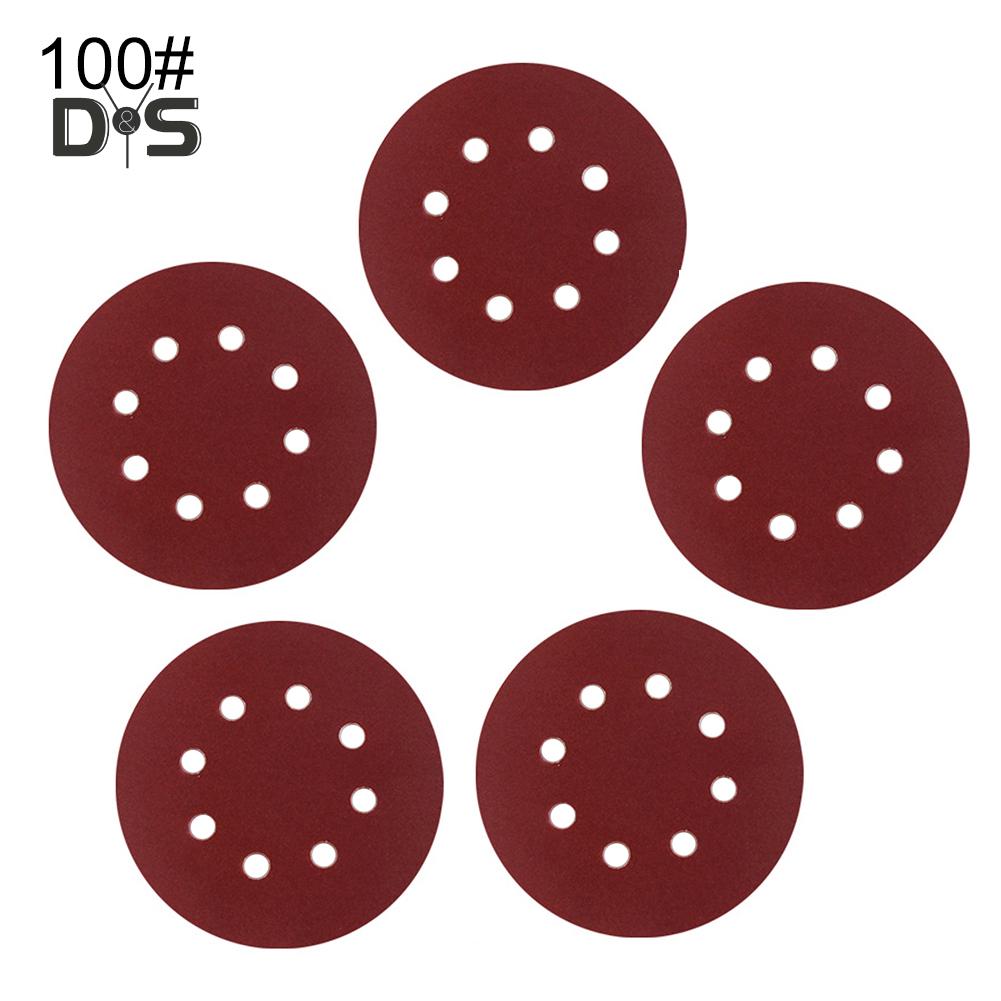 DYS TOOL SHOP 5 Stück 40-240 Körnung 125 mm rundes Polierschleifpapier 8 Löcher Schleifscheibenblätter