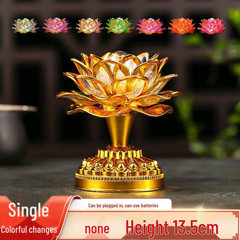 LED Seven-Colored Lotus Buddha Lamp - Rechargeable Guanyin Offering Light
