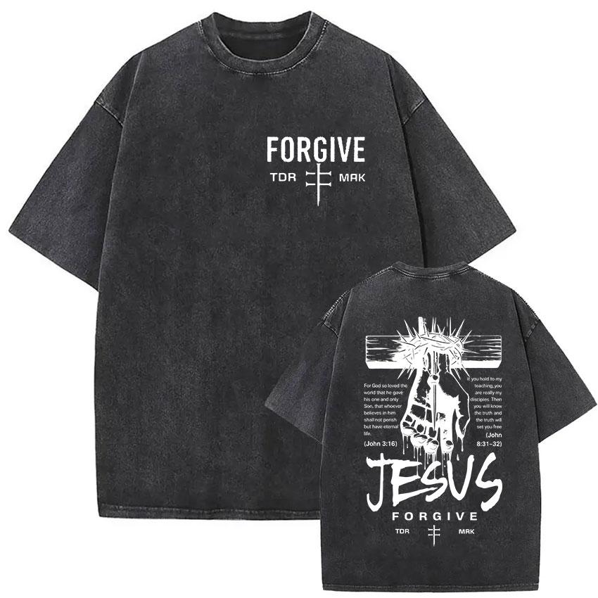Washed Vintage Jesus Is King Print T Shirt Unisex Loose Christian Clothing Short Sleeve Tshirts Mens Oversized Cotton Tshirt